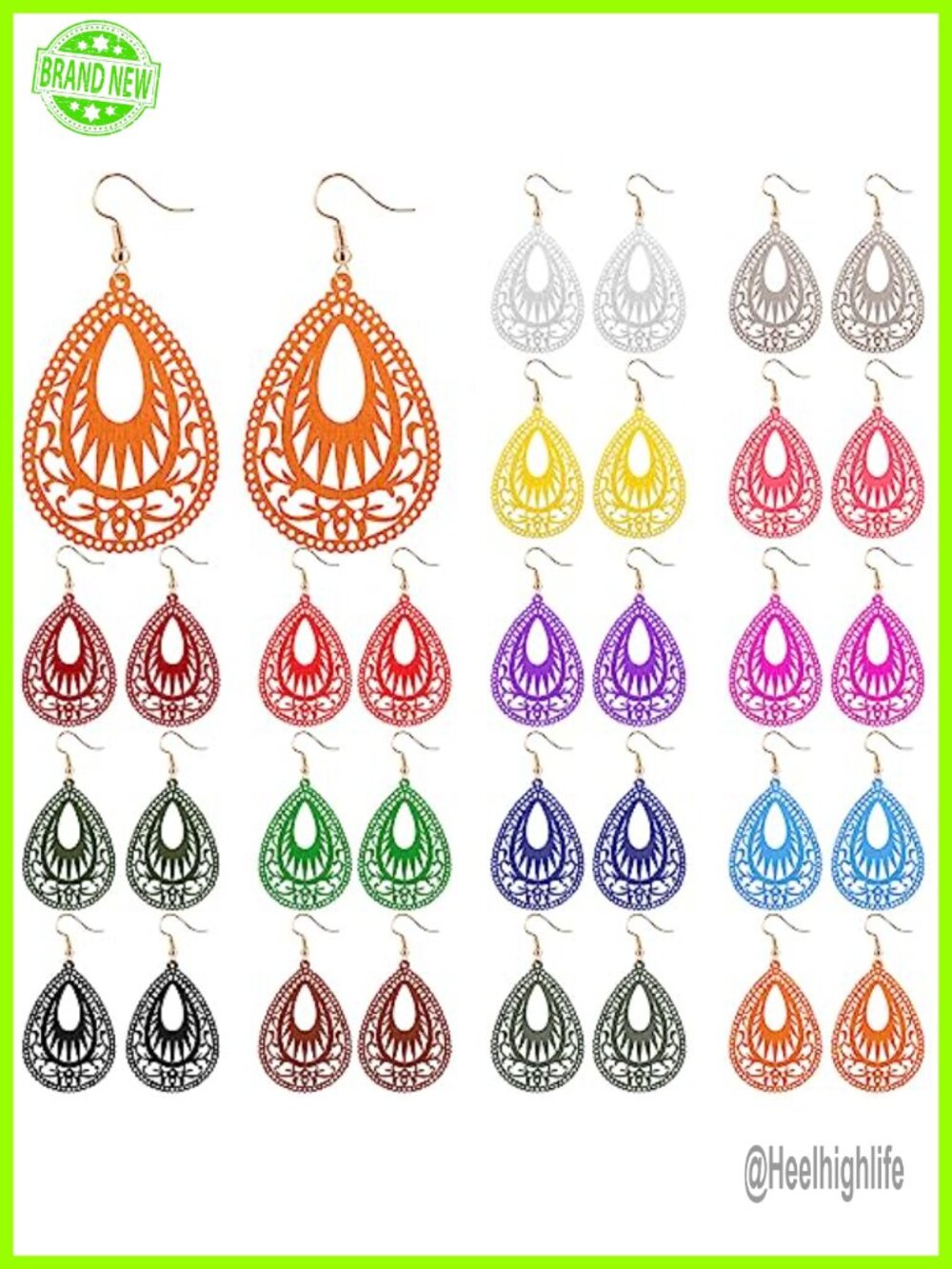16 Pairs Bohemian Wood Earrings African Drop Dangle Hypoallergenic